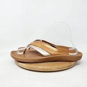 Olukai Kaekae Sandals Womens 9 Brown Leather Flip Flop Thong Pool Beach Shoes